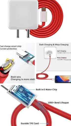MAK 80 W Super VOOC 6A Wall Charger For Mobile With Detachable Cable (White, Cable Included )