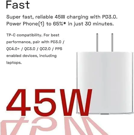 Nothing Phone 2A 45watt, USB COMPATIBLE With 45 watt USB C Charger Adaptor, Fast Power Rapidly Charging Support 45w, Charger