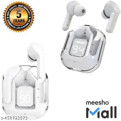 TWS Earbud, Bluetooth Earbuds with Display, Transparent Design, 20 Hrs Playtime with Fast Charging, Bluetooth 5.3 + ENC, 10mm HD Drivers, IPX4 Sweat-Proof, Built-in Mic