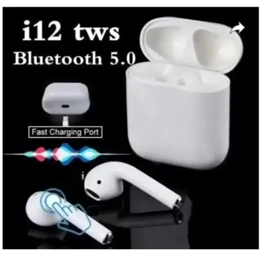 Wireless Earbuds Headset TWS i12 With Bluetooth Connectivity Feature and Charging Case Headset White, (True Wireless).